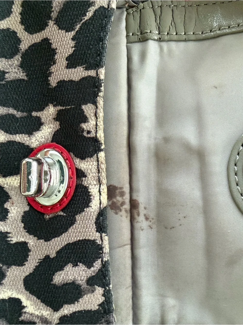 Coach Leopard Print Wristlet with Red Trim